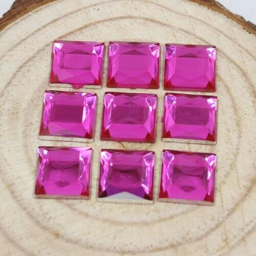 Free Shipping High Quality 72Pcs 12mm Rose Color Square Flat Back Acrylic Rhinestone For DIY Decoration