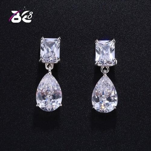 Be 8 Fashion AAA+ Cubic Zirconia Water Drop Shape Lovely Long Dangle Earring,Square Drop Earrings for Women Gift E408