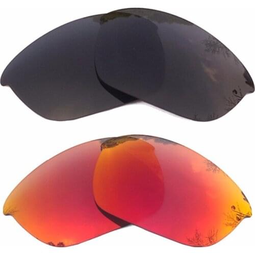 Black & Orange Red Mirrored Polarized Replacement Lenses for Half Jacket 2.0 Frame 100% UVA & UVB