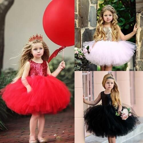 PUDCOCO Sequins Kids Baby Flower Girl Dress Tutu Princess Birthday Party Dress Backless Wedding Bridesmaid Dresses 1-5Y