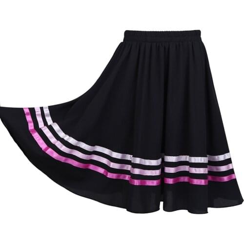 Kids Girls Elastic Waist Chiffon Ballet Ballroom Dress Dancing Skirt Child Stage Performance Contemporary Lyrical Dance Costumes