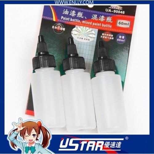 Ustar 90046 Paint Mixing Bottles (60ml X 3pcs) With Mixing Balls For Scale Model Modeler Craft Tools Coloring Hobby Accessory