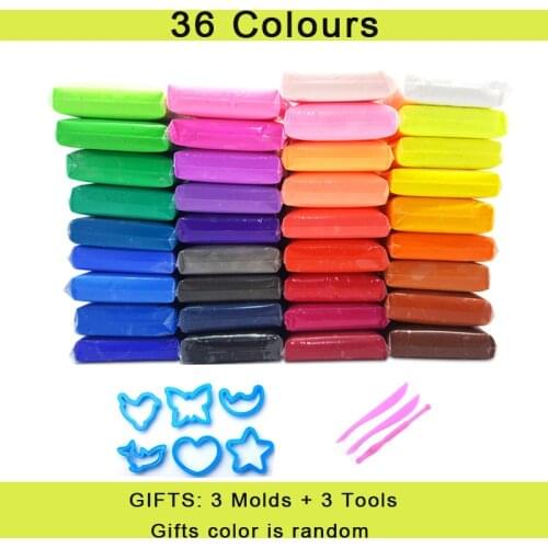 36 Colors Clay Super Light Clay with 3 Tools Air Drying Light Plasticine Modelling Clay Handmade Educational 5D Toys Blue Clay