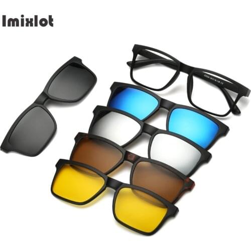 Imixlot 5pc/set Magnetic Clip Sunglasses Women Glasses with Magnetic Clip on Sunglasses Polarized For Male Multi-Purpose Eyewear