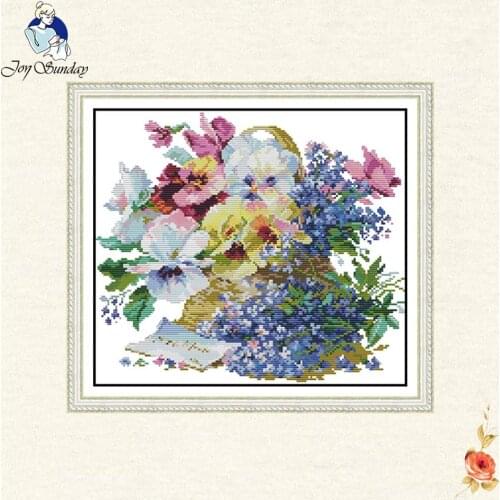 Joy Sunday Oil painting flowers Cross Stitch Kits 14CT Canvas Counted Chinese Cross-stitch Home Decoration Send Accessory Tools