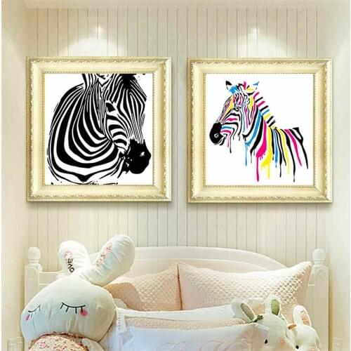 HAOCHU Painting Wall Art Zebra Chinese Style Classical Print Poster Birdcage Simple Wall Pictures Canvas For Living Room Decor
