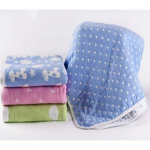 New 2017 1PC Cotton Six Layers Gauze Throw Blankets Super Soft Dot Blanket on bed Children Bedding Set 120*120cm Multicolor