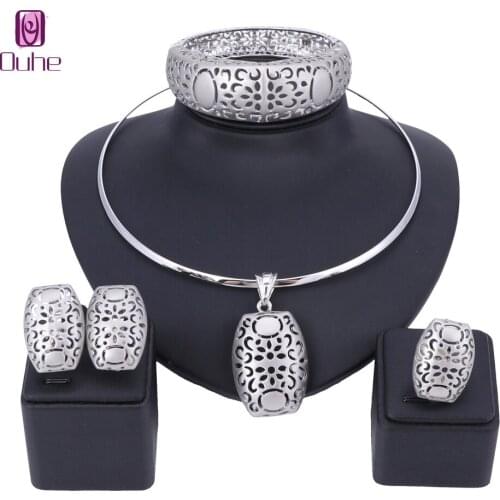 Nigerian Wedding African Costume Jewelry Set Dubai Fashion Charm Neckace Jewelry sets For Women Party