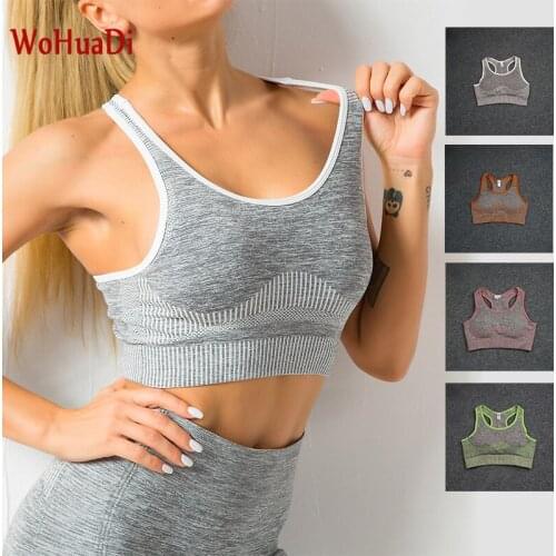 WOHUADI Fashion Womens Clothing Sports Bra Top Vest Workout Clothes For Female Fitness Sportswear Push Up Gym Running Underwear