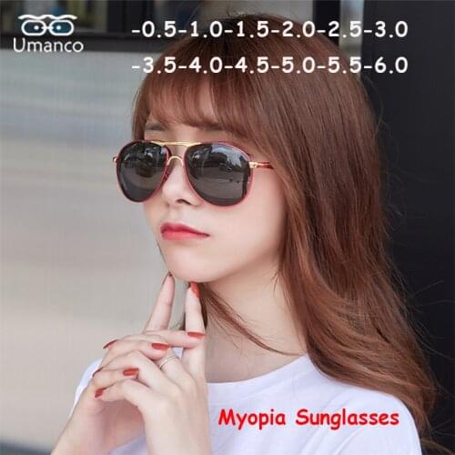 2021 Vintage Black Myopia Sunglasses for Men Women Goggles PC Frame AC Lens Drivers Glasses with Diopter 50 to 600 Anti UV400