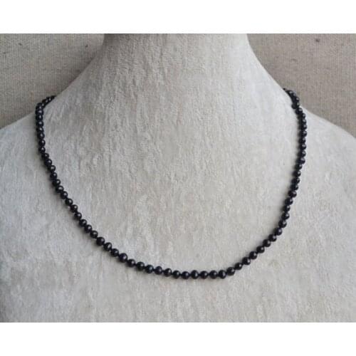 New Black Pearl Necklace Small 4-4.5MM Real Freshwater Pearl Necklace Wedding Jewelry Girl Women Gift Fashion Jewelry