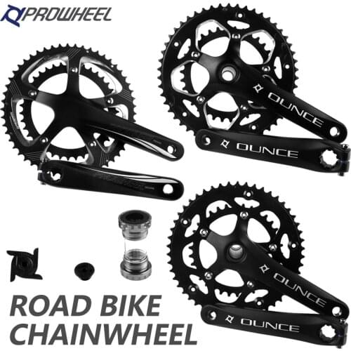 PROWHEEL Hollow Double Sprockets Road Bike Crank 110 BCD 130 BCD Bicycle Crank Sprocket Bottom Bracket 170mm 53-39T 50-34T
