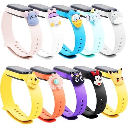 For xiaomi 5 strap BOORUI cartoon mi band 5 strap fashionable silicone miband 5 strap with cute doll wrist belt