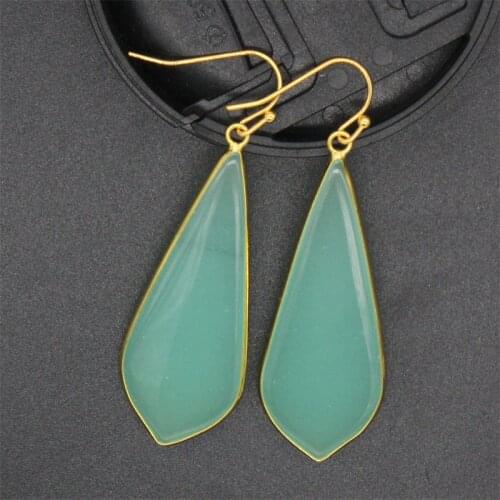 European and American Natural Crystal Rhomboid Fashion Earrings for Women