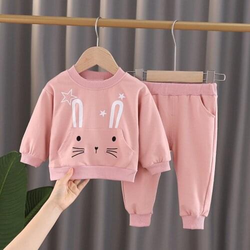 Spring new born baby girl clothes outfit sets casual sports top pants sports suit for baby girls clothing 1 year birthday sets