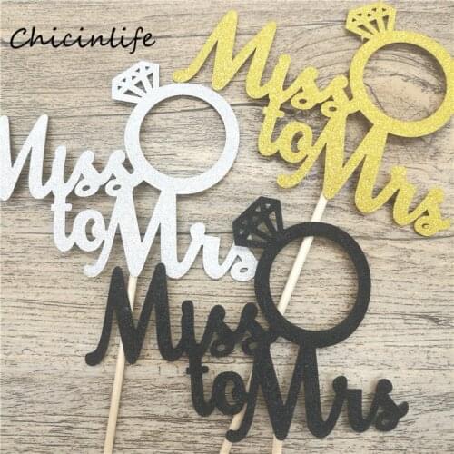 Chicinlife 1pcs Miss To Mrs Cake Topper Bridal Shower Wedding Party Decoration Wedding Cupcake Topper