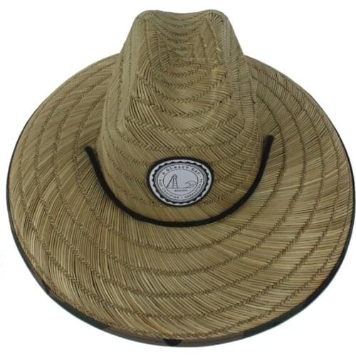 Handwork Women Men Straw Summer Beach Sun hat Outdoor Summer Wide Brim Camouflage Jazz Panama Kahuna Straw Lifeguard Hat