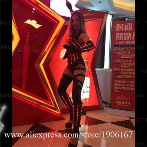Fashion Show Led Female Performance Ballroom Costumes Sexy Lady Clothes Robot Suit Party Luminous Women Dress