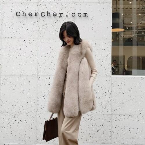 Clothes Real Coat Women Winter Warm Thick Waistcoat Korean Vintage Fox Fur Vest Jacket Manteau Femme Hiver ZL689