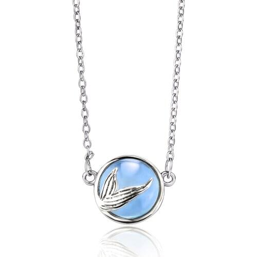 Mermaid Bubble Design Crystal Necklace Mermaid Tail Pendant Necklaces with Blue Crystal Mermaid Tears Bubble for Women Jewelry