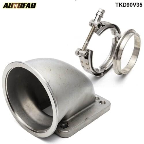 1 set 3.5" Vband 90Degree SS Cast Turbo Elbow Adapter Flange+Clamp For T3 T4 Turbocharger TKD90V35