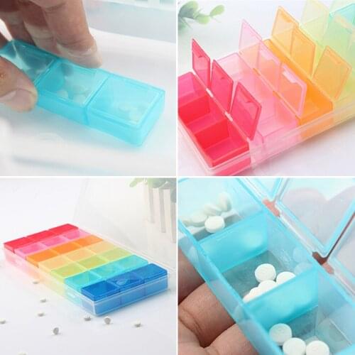 1PCS 7 Day Pill Medicine Tablet pillbox Dispenser Organizer Case with 21 compartments pill box container for medicines