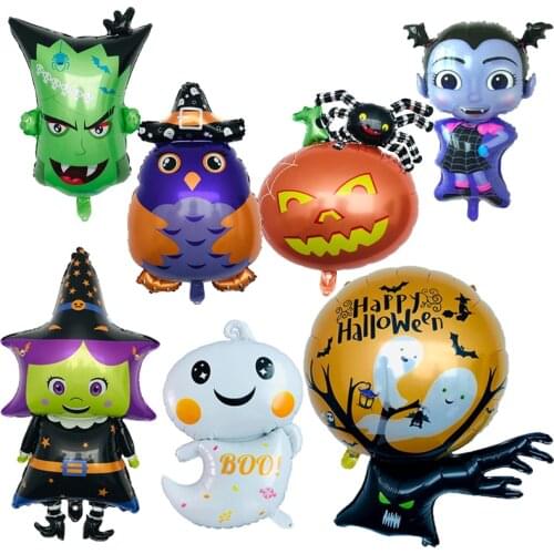 1pcs large size Owl Witch Ghost Pumpkin Head balloons Halloween Aluminum foil Balloon Halloween Party Decoration kids globos