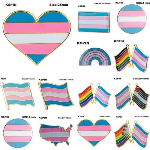 Metal Pin Transgender Flag Gay Pride Badge Set Square Buttons for Clothes 1pcs