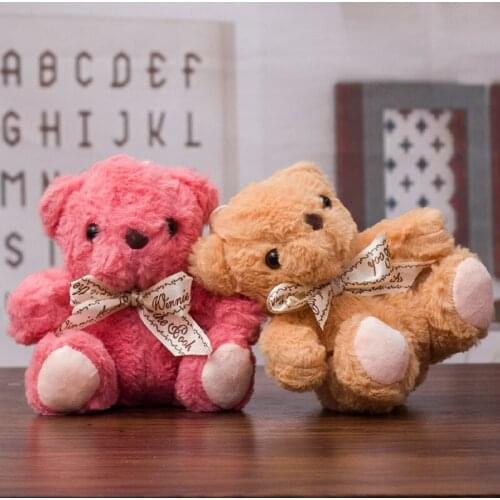 16cm 5 Colors Bowknot Teddy Bear Plush Soft Stuffed Toy Kawaii Doll for Children Girlfriend Kids Baby Birthday Gifts Decoration