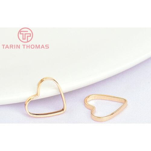 20PCS 8.5x9.5MM 24K Champagne Gold Color Plated Brass Heart Shape Closed Rings High Quality Diy Jewelry Accessories