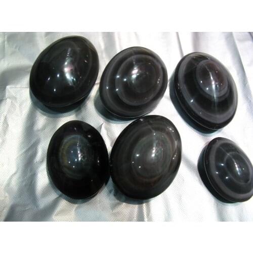 6 Natural Rainbow Obsidian Quartz Crystal Polished Freeform