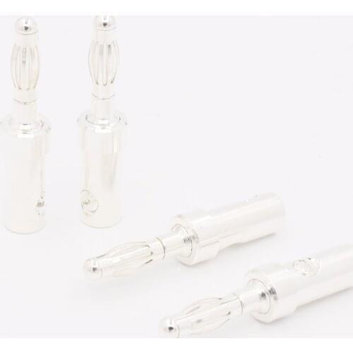 8Pcs silver Plated Speaker Cable Connectors Banana plugs
