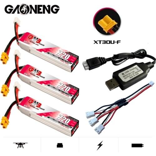 GAONENG GNB HV Lipo Battery 2S 720mAh 7.6V Max 200C WIth XT30U-F Plug for RC FPV Whoop Frame Kit Tinywhoop Racing Drone +Charger