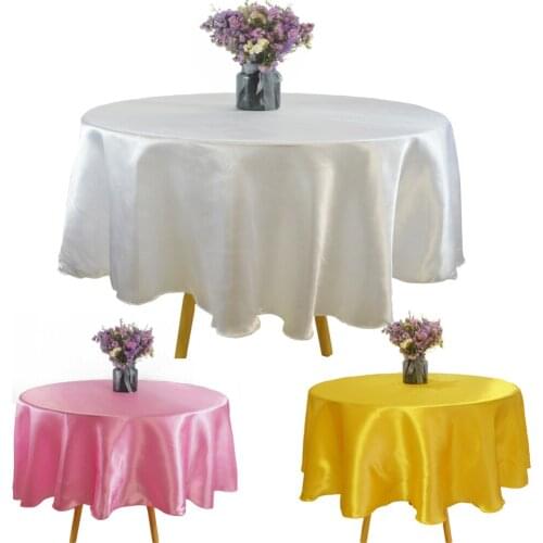 Satin Tablecloth Round 57''90''120'' Solid Color Table Cover For Wedding Birthday Christmas Halloween Party Home Table Cloth