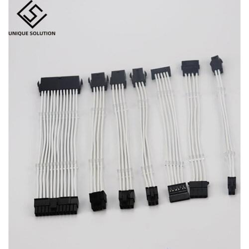 Basic Extension Cable Kit; 1Pcs Atx 24Pin/Eps 4+4Pin/Pci-E 8Pin/Pci-E 6Pin Power Extension Cable 18AWG Wire Computer connectors