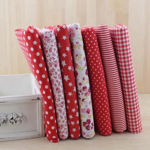 Booksew New 7pcs/lot Red Color Sets 100% Cotton 50cm x 50cm Fabric For DIY Fewing Quilting Tissue Textile Doll Cloth