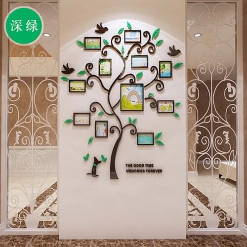 Tree Design DIY 3D Acrylic Wall Sticker with Photo Frames Hallway Entrance Decorative Wall Decals Sticker Living Room Wallposter