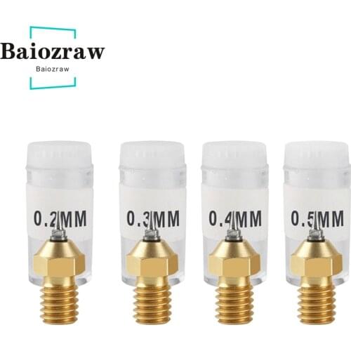 3D Printer Parts E3D Brass Nozzle M6 Thread with Stainless Steel Tip Detachable 0.2mm 0.3mm 0.4mm 0.5mm for 1.75mm Filament