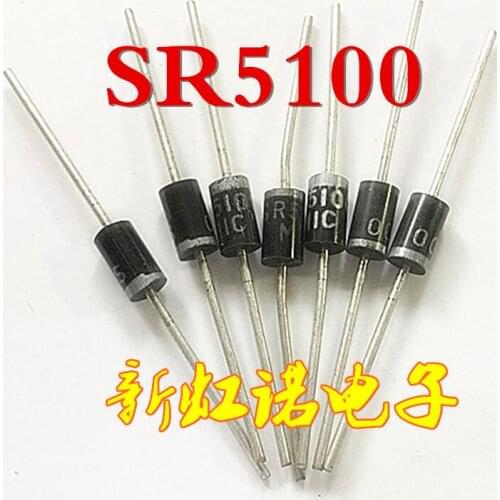 5Pcs/Lot New Original SR5100 = SB5100 upright schottky diode 5 a / 100 v Integrated circuit Triode In Stock