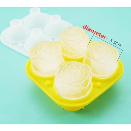 Home Rose Flower Ice Ball Mold Silicone Frozen Ice Cube Grinding Tool Whiskey Large Ice Maker Artifact Round Ice Tray Ice Box