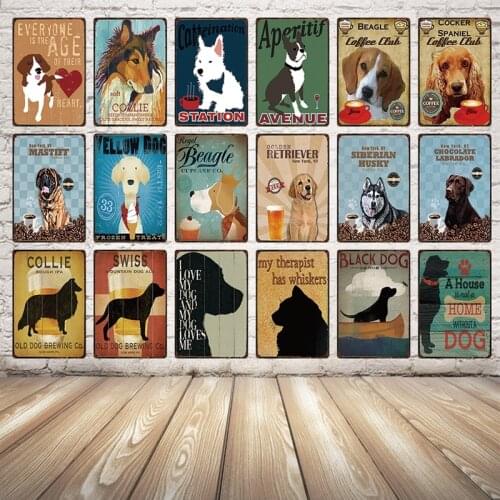 [ Kelly66 ] Dog Warning Beer Collie Bernese Doberman Metal Sign Tin Poster Home Decor Bar Wall Art Painting 20*30 CM Size Dy42