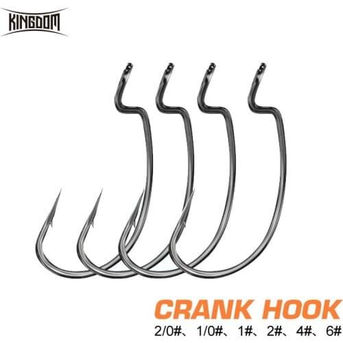 Kingdom 16pcs/lot Fishing Hooks For Soft Worm High Carbon Steel Wide Super Lock Fishhooks Lure Hook 2/0#-6# Fishing Accessories