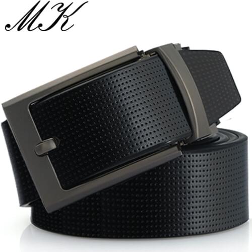 Maikun Cowskin Leather Pin Buckle Belts for Men High Quality Male Strap Fashion Silvery Reversible Buckle Mens Belt