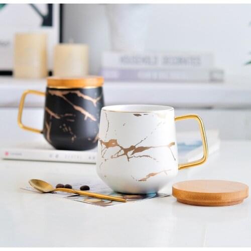 Nordic Marble Coffee Mugs Matte Luxury Water Cafe Tea Milk Cups Condensed Tea Ceramic Cup Saucer Suit with Dish Spoon Set Ins