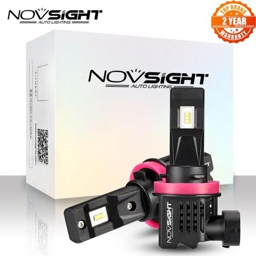 NOVSIGHT Led H11 H8 H9 Car Fog Lamp 1:1 Mini Design 55W 12000LM 6000K White LED Fog Light Bulbs Car Accessories