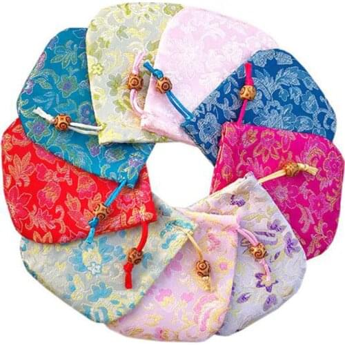 10pcs/set Brocade Gift Bag Packaging Bag Wedding Gift Bags & Pouches for Candy Jewelry Storage Drastring Container Party Supply