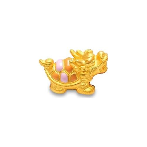 Pure 24K Yellow Gold Pendant 999 Gold 3D Dragon Tortoise Pendant 2.35g
