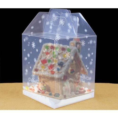 100pcs 15*15*18cm Chocolate House Transparent Package Box Cake Box Gingerbread House Boxes PP Food Container ZA5325