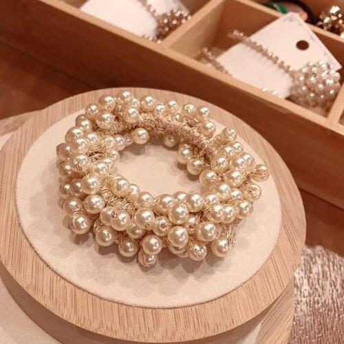 Fashion New Pearl Beads Elastic Hair Bands Scrunchies Sweet Elegant Jewelry Girls Hairbands Headpiece Hair Accessories for Women