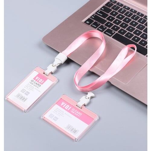 Unisex Waterproof Card Holder Quality Plastic ID/IC Name Card Holders With Ropes Lanyard for Office Company Work Employee Badge